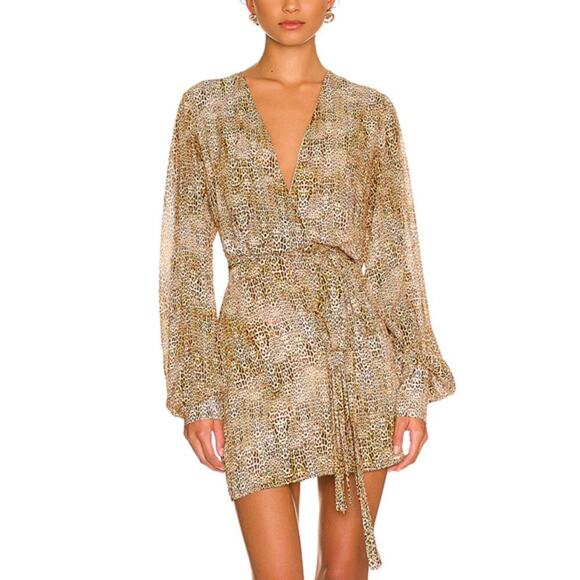 Alexis Dula Leopard Print Belted Mini Dress Size Small - Picture 1 of 6
